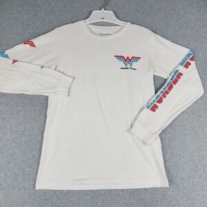 Wonder Woman T-Shirt Women XS White DC Comics Graphic Logo Long Sleeve Crew Neck